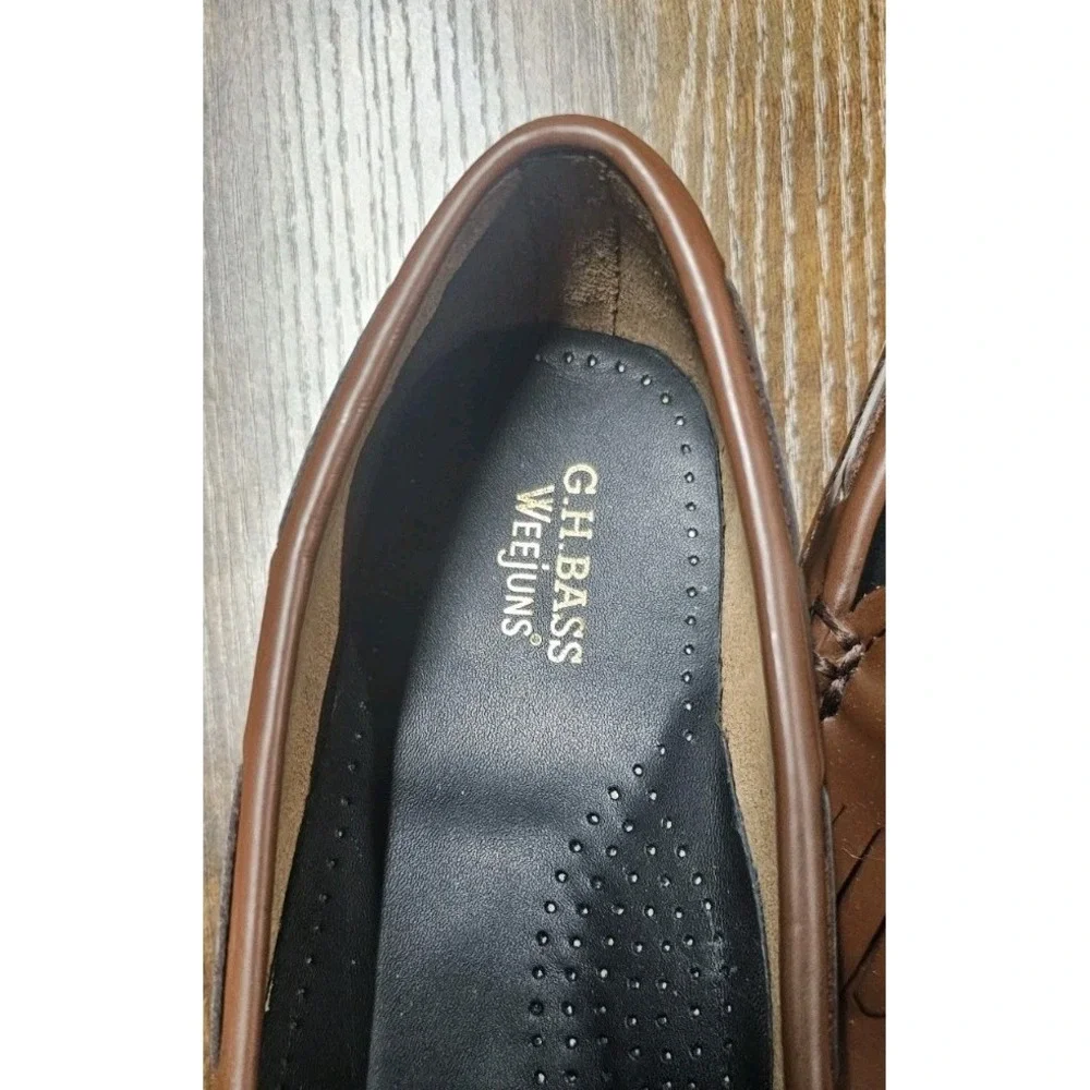 Bass Weejuns Loafers Size 8 Tan Leather Kiltie Tassel Academia